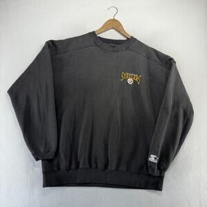 Vintage Pittsburgh Steelers Sweatshirt Men's XL Black Faded Embroidered Starter